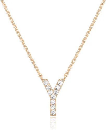 Miniatura 112 de PAVOI 14K White Gold Plated Cubic Zirconia Initial Necklace Letter Dainty Necklaces for Women