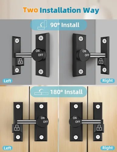 Miniatura 6 de Cerradura de puerta de granero de 90/180 grados, pequeños cierres de puerta abatible, cerradura de seguridad para puerta corrediza para granero