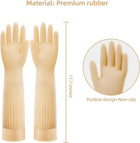 Miniatura 5 de Guantes de goma para lavar platos, longitud del codo para lavar utensilios de cocina domésticos de platos 17.8 pulgadas