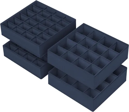 Miniatura 45 de Joyoldelf - Organizador de cajones de calcetines, divisor de ropa interior, organizador de 16 celdas, organizador de cajones de tela, cajas de 2-Gris