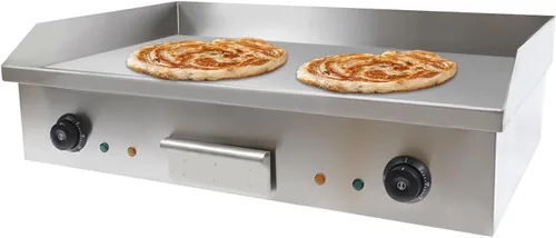 Plancha eléctrica comercial para encimera, plancha eléctrica de 3 KW, parrilla superior plana con control preciso de temperatura y caja de