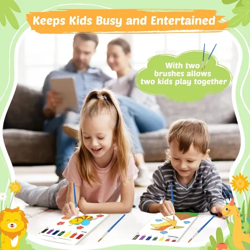 Miniatura 6 de Libros para Colorear con Agua para Niños Pequeños - Libro de Pintura de Acuarela Papel de Arte de Dibujo para Niños Kit de Suministros de Dinosaurio