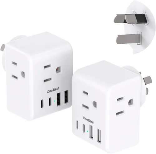 Miniatura 13 de Paquete de 2 adaptadores de enchufe de EE. UU. a Japón, adaptador de enchufe de 2 clavijas a 3 clavijas con 3 salidas de CA, 3 puertos USB
