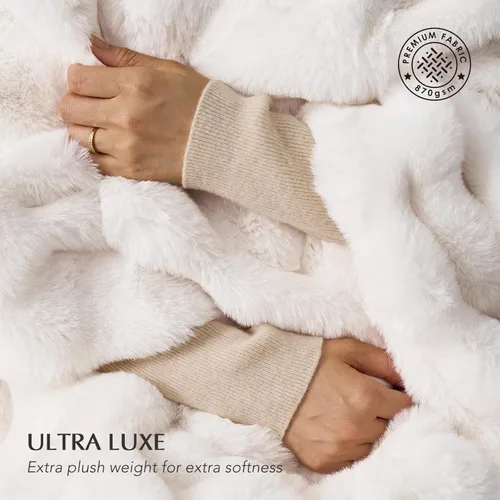 Miniatura 3 de EverGrace - Manta ultra suave de lujo, esponjosa, de pelo de conejo sintético, gruesa, cálida, de burbujas, para cama, mantas reversibles de felpa