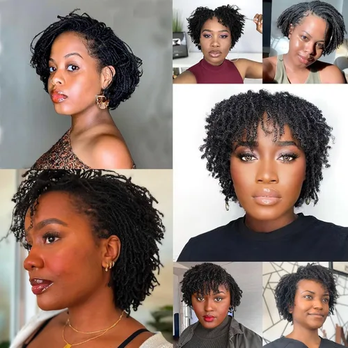 Miniatura 5 de Extensiones de cabello humano Loc de 0.2 cm de ancho, 4 pulgadas, 30 hebras, negro natural 100% completamente hechas a mano, extensiones