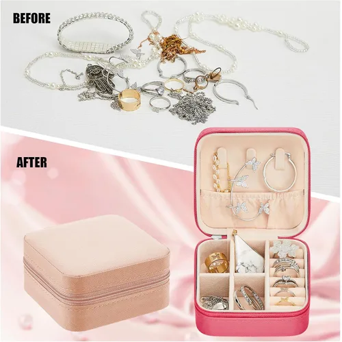Miniatura 6 de Joyero de viaje de 6 piezas, organizador de joyas, pequeño joyero, cajas de regalo de dama de honor, mini organizador de almacenamiento, caja