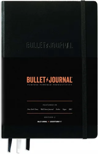 LEUCHTTURM1917 The Official Bullet Journal Edition 2 - Cuaderno construido para BuJo, tamaño mediano A5 204 páginas de papel de 4.23 oz/m², con guía