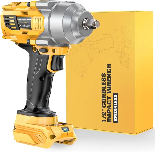 NATBEESY Llave de impacto compatible con batería DeWalt 20V MAX: destornillador de anillo de cerdo de 1/2 pulgada - 1000N.m (750 pies-libras)