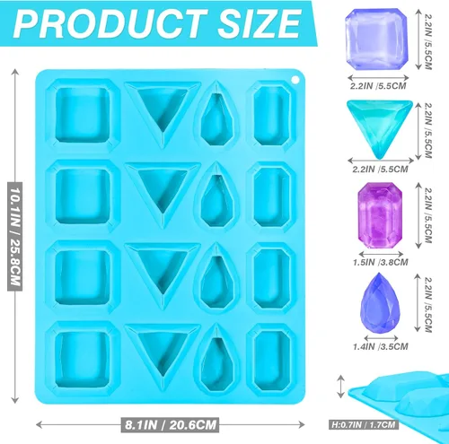 Miniatura 2 de Koluti Crystal Candy - Molde de silicona para hacer bricolaje, 16 cavidades, molde para hornear chocolate con gemas de caramelo de gomita