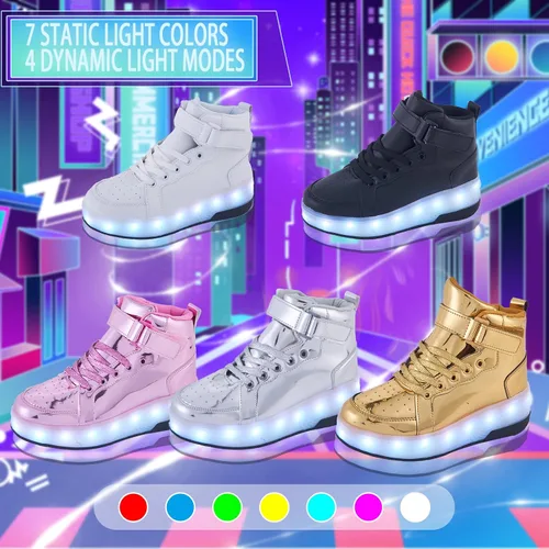 Miniatura 2 de PYYIQI Zapatos con luz LED, zapatos de patinaje con ruedas para niños y niñas, tenis para exteriores para niños