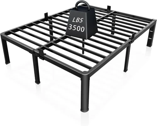 Miniatura 23 de ROIL Marcos de cama de 14 pulgadas con cabecera, tamaño individual XL, con agujeros para cabecero y patas de esquinas redondas, con sujetadores