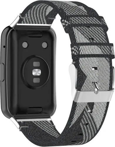 Miniatura 2 de Correa de repuesto compatible con Huawei Watch Fit para mujeres y niñas, tejido a rayas ligero tejido de liberación rápida para Huawei Watch Fit