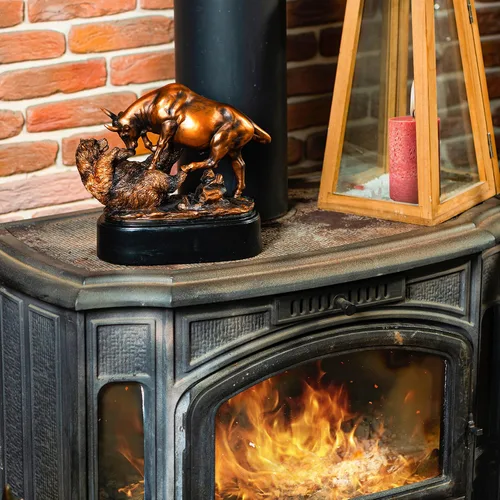 Miniatura 6 de MEPERPER Estatua de Toro y Oso de Wall Street, Decoración de 9x9.5 Pulgadas, Figura de Resina para Escritorio de Finanzas con Acabado Similar al
