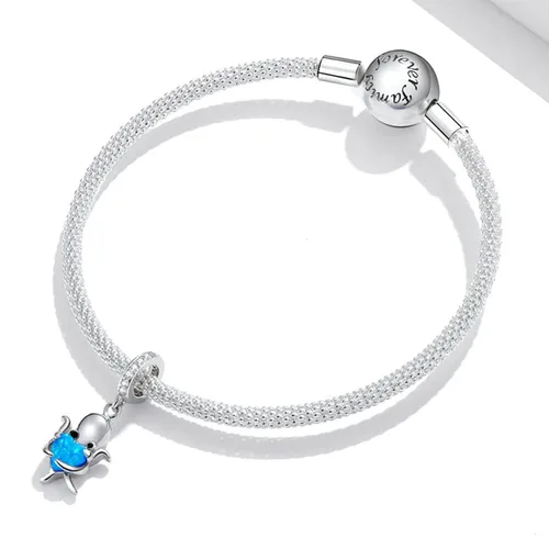 Miniatura 4 de Dije de tortuga marina de plata de ley 925 con diseño de pez y estrella de mar para pulsera Pandora