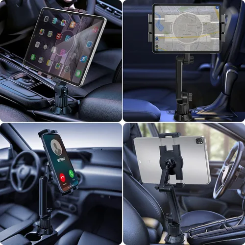 Miniatura 6 de Soporte para tablet con portavasos para coche, soporte ajustable de 360° de 15" de largo con 2 brazos para iPad Pro 12.9/11/10.5/9.7/Air/Mini 6/5/4