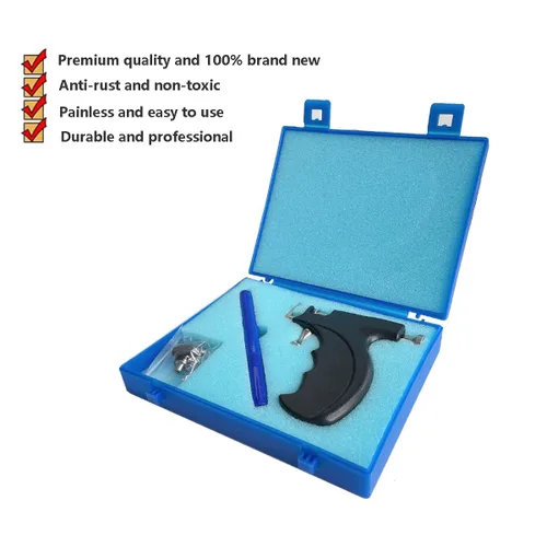 Miniatura 7 de Kit profesional de pistola de perforación de oreja con 6 pares de aretes de plata de ley S925 (chapado en oro amarillo de 18 quilates) + 10 pares