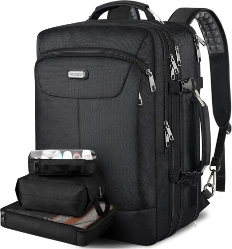 Mochila de mano extra grande de 50 litros aprobada por aerolíneas TSA con 3 cubos de embalaje para mujeres y hombres, mochila de viaje súper grande