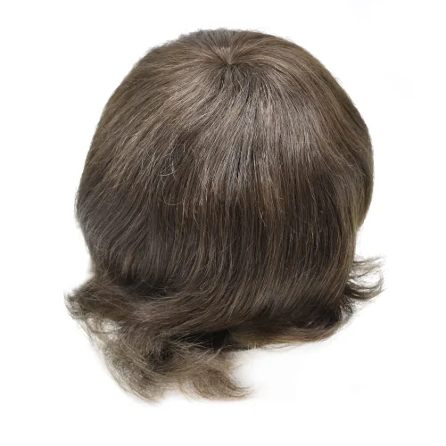 Miniatura 4 de Toupee para hombres Sistema de cabello humano real Cabello humano completo Poly Skin Hairpiece para hombres Sistemas de reemplazo invisible línea