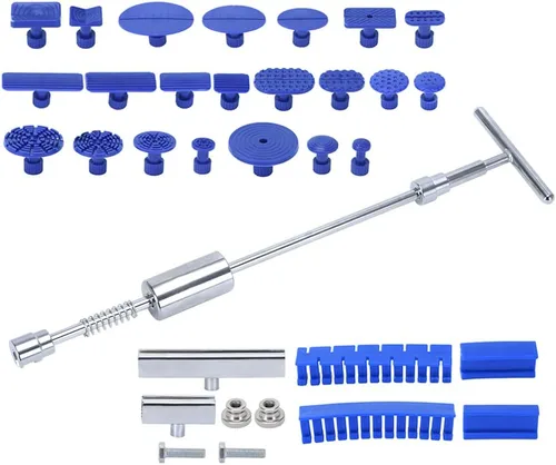 PTNHZ Kit universal de reparación de abolladuras, extractor de reparación de abolladuras sin pintura con barra en T, kit de eliminación de
