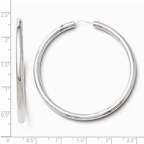 Miniatura 3 de 3.5mm tubo redondo arete de aro en plata de ley, 51mm (2in)