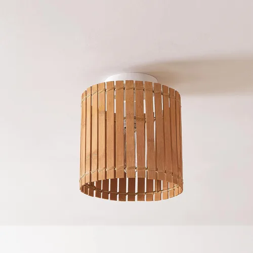 Miniatura 10 de Globe Electric 65898 Lámpara de techo empotrada de 1 luz, blanco mate, pantalla de bambú natural