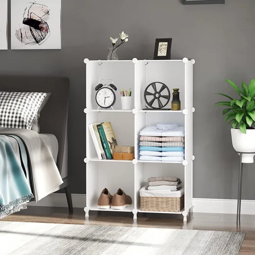 Miniatura 4 de AWTATOS Organizador de Almacenamiento en Cubos, Estantes de Cubos de Almacenamiento Estantería, 6 Cubos Organizadores de Closet y Almacenamiento