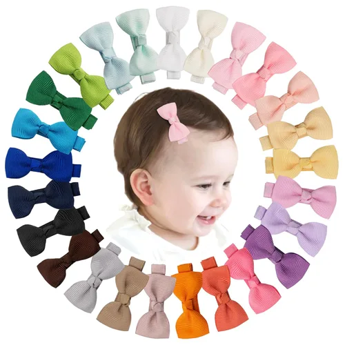 CÉLLOT Pinzas para el pelo para bebés y niñas, 25 unidades, totalmente forradas, lazos para el pelo de 2 pulgadas, pinzas de cocodrilo para bebés y