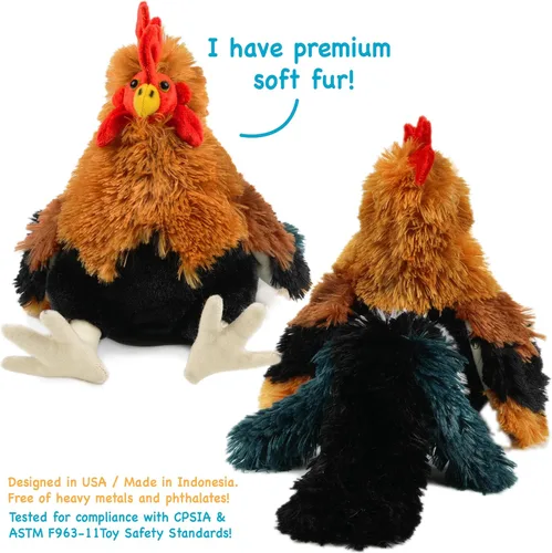 Miniatura 6 de TigerHart Riley The Rooster - Peluche de pollo de 8 pulgadas