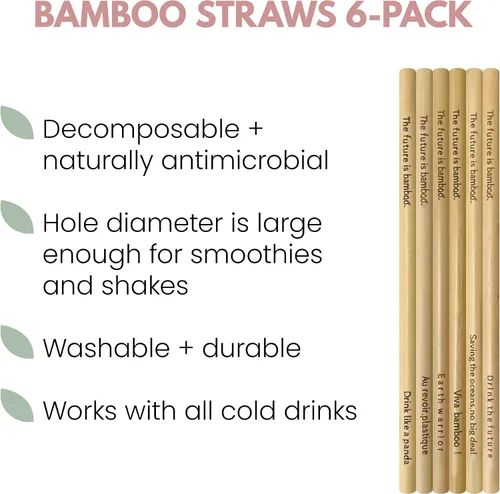 Miniatura 5 de The Future is Bamboo - Pajitas de bambú, reutilizables, biodegradables, paquete de 6