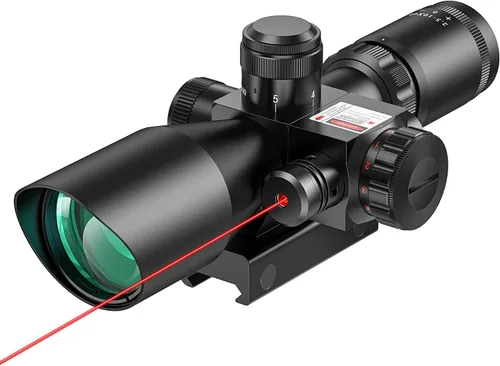MidTen 2.5 – 10 x 40 Visor de alcance iluminado con retícula Mil-dot rojo y verde, con láser rojo/verde, lente color verde y soportes