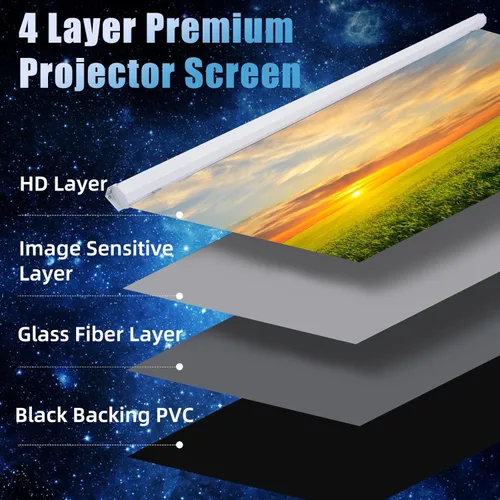 Miniatura 5 de Pantalla de proyector motorizada de 120 pulgadas 4:3 HD, pantalla de proyector eléctrico desplegable con control remoto, pantallas de proyector