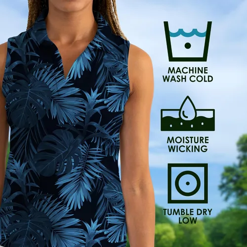 Miniatura 39 de YATTA GOLF Polo de golf sin mangas para mujer, absorbe la humedad, cuello en V, para golf, entrenamiento, golf