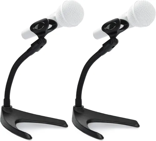 Miniatura 8 de Pyle PMKS8 - Soporte universal para micrófono de mesa con soporte flexible de cuello de cisne de 8.2 pulgadas y base sólida en forma de U, perfecto