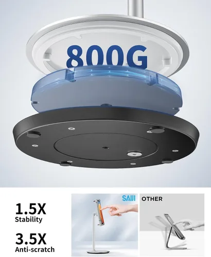 Miniatura 2 de SAIJI Soporte para Tablet, Soporte Ajustable de Altura Extra Kindle, Soporte para iPad de Rotación de 360 Grados, Base de Montaje de Cuna