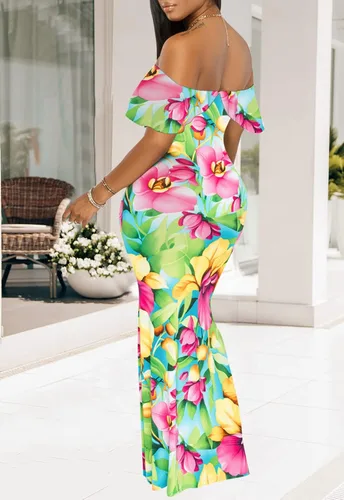 Miniatura 7 de Vestido largo con tirantes florales y espalda descubierta para mujer