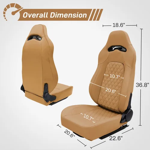 Miniatura 3 de Asientos universales de carreras, asientos de cubo, asientos de coche ajustables, asientos deportivos reclinables, de cuero PU con deslizadores, 2