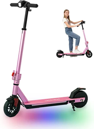Miniatura 10 de Patinete eléctrico para niños de 6 a 14 años, motor de 150W, 4/7/11 mph, tiempo de conducción de 60 minutos, velocidad ajustable, pantalla LED