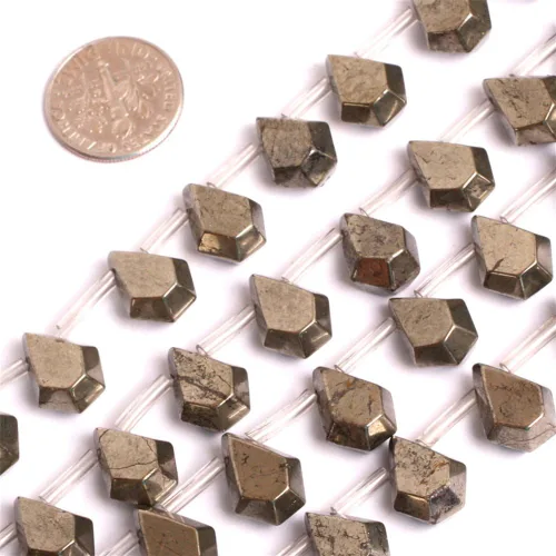 Cuentas de pirita para hacer joyas, piedras preciosas naturales semipreciosas de 0.394 x 0.551 in, 30 unidades con forma de Dianmond facetada de 15