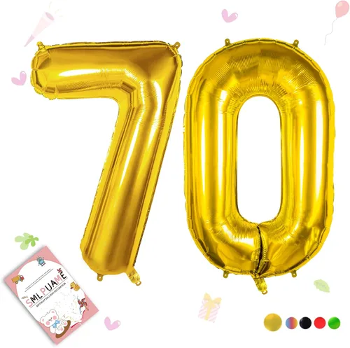 Miniatura 133 de Globos de números de 40 pulgadas del 0 al 9 dorados grandes del número 0, globos digitales para suministros de decoración de celebración de fiesta