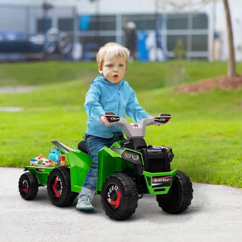 Miniatura 2 de Aosom Coche ATV Cuatriciclo para Niños con Remolque Trasero, Coche Eléctrico de Paseo de 6V con Función de Avance y Retroceso, Ruedas Resistentes al