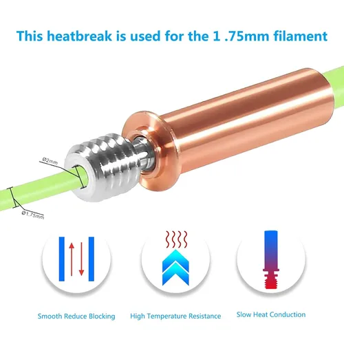 Miniatura 3 de DIANN 4 piezas CR6 SE Bimetálico Heatbreak Actualización Todo Metal Heatbreak Aleación Titanio y Cobre Bimetálico Garganta Boquilla para Impresora