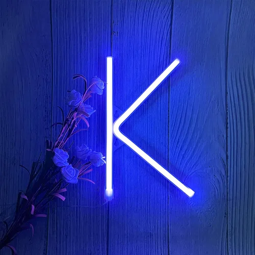 ENUOLI Letreros de neón LED en azul con letras de neón para decoración de pared, luz nocturna, funciona con pilas o USB, letras de neón LED de