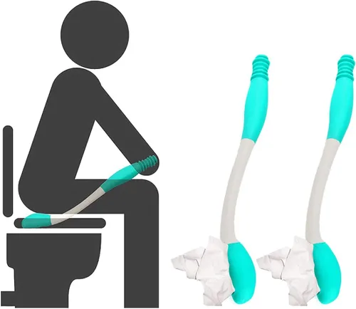 Paquete de 2 ayudas para el inodoro, ayudas de inodoro para asistencia de movimiento, ayudas de inodoro para limpieza, ayudas de tejido de largo