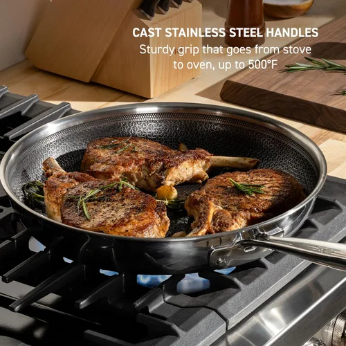 Miniatura 5 de T-fal HybridMesh - Juego de utensilios de cocina de 3 piezas de acero inoxidable de tres capas, 8, 10.25, 12 pulgadas, apto para horno de inducción