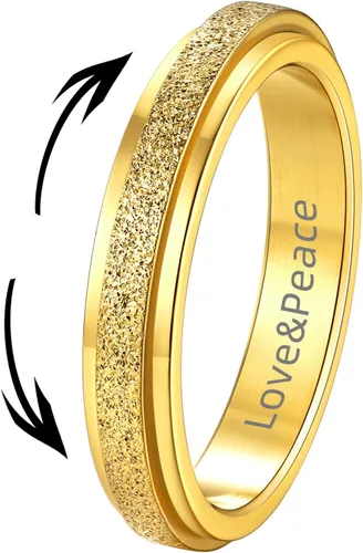 Miniatura 12 de Supcare Anillos antiestrés para mujer de 4/6/0.315 in para la ansiedad, anillo de pulgar con chorro de arena, regalo para mujeres, talla 7-14