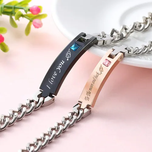 Miniatura 2 de redrain Juego de 2 pulseras ajustables para parejas, para él o ella, para aniversario, cumpleaños, día de San Valentín, regalos de Navidad