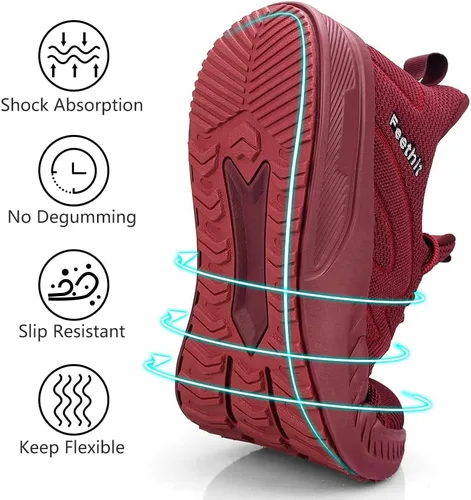Miniatura 3 de Feethit - Tenis para hombre antideslizantes, ligeros, transpirables, estilo slip-on, para caminar, correr y gimnasio