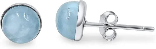 Miniatura 90 de Pendientes naturales de 0.236 in con chapado en oro blanco sobre plata de ley, bisel cabujón de piedras preciosas regalo de joyería para ella