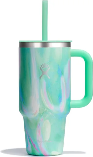 Miniatura 75 de Hydro Flask Vaso de Viaje con Asa, Tapa y Pajita - Acero Inoxidable Aislado en 24 Oz Aloe