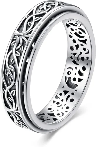 YAFEINI Anillo giratorio de plata de ley para mujer, nudo celta, girasol, margarita, corazón, árbol de la vida, joyería de regalo para mujeres y